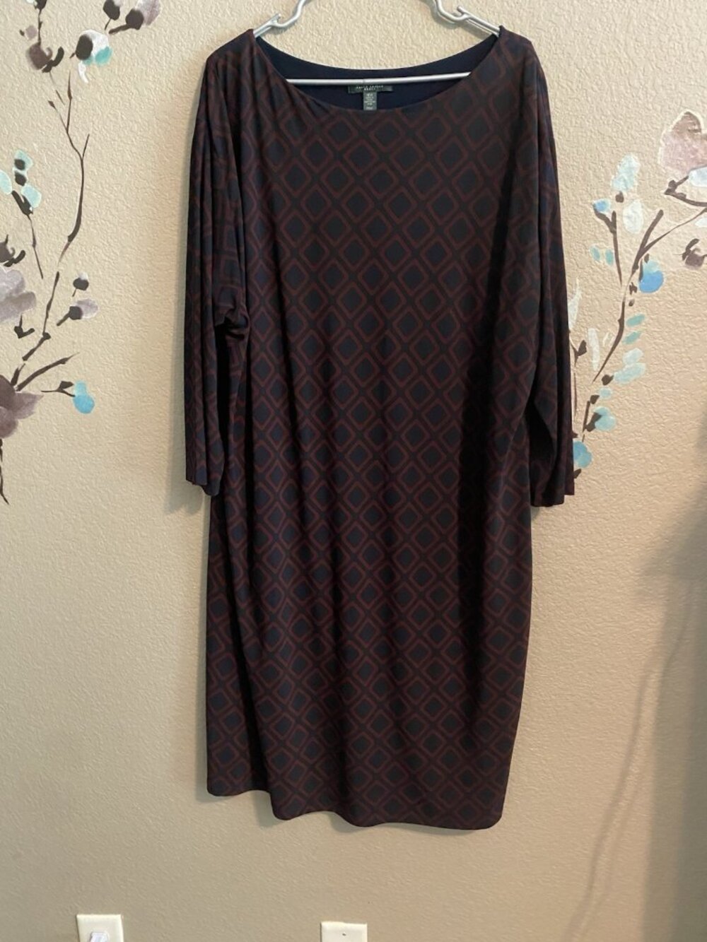 Lauren Ralph Lauren Stretchy Shift Boat Neck Three-Quarter Sleeve Dress 18